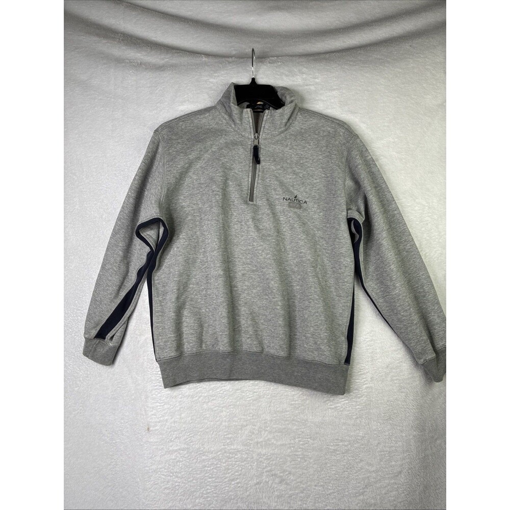 Nautica Mens Small Gray 1/4 Zip Fleece Sweatshirt NS-83 Pullover Mock Neck